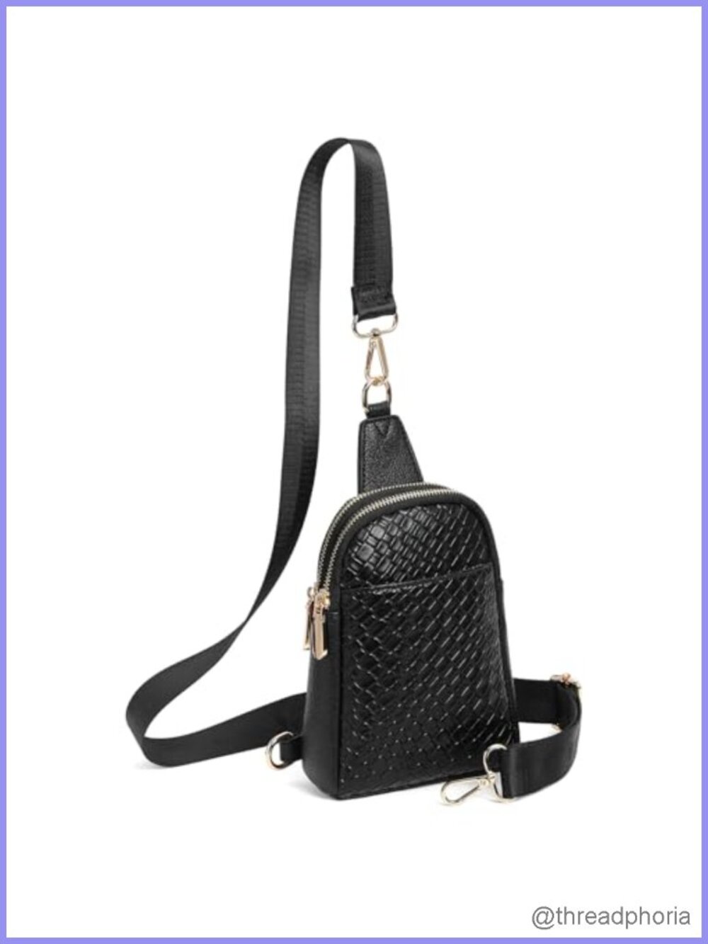 Woven Vegan Leather Crossbody Sling Bag for Women, Travel Anti-Theft Shoulder
